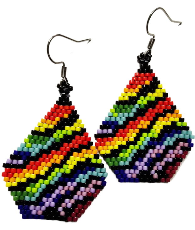 Cercei Handmade Rainbow Zebra din Mărgele Miyuki Delica
