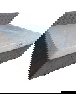 Pat Tapițat Nasturi Gri 140x200