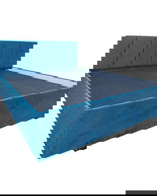 Pat Tapițat Felii Albastru 160x200