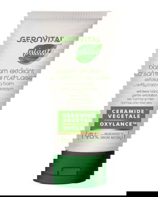 Balsam Exfoliant cu Ceramide Vegetale si Samburi de Caise pentru Ten Normal si Mixt - Gerovital Plant Exfoliating Balm with Apricot Kernels, 100 ml