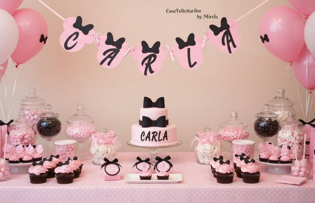 Ghirlanda botez Minnie mouse/Banner botez/Ghirlanda cu nume