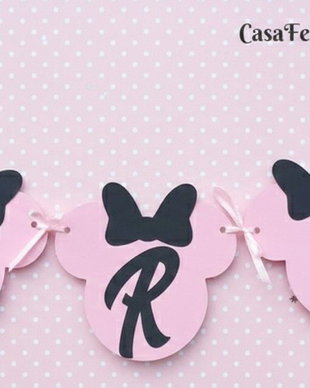 Ghirlanda botez Minnie mouse/Banner botez/Ghirlanda cu nume