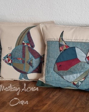 Set de 3 perne decorative - peste abstract