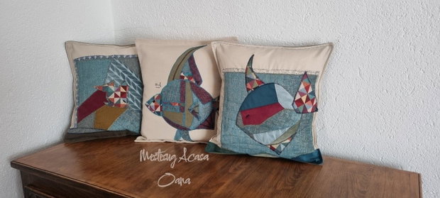 Set de 3 perne decorative - peste abstract