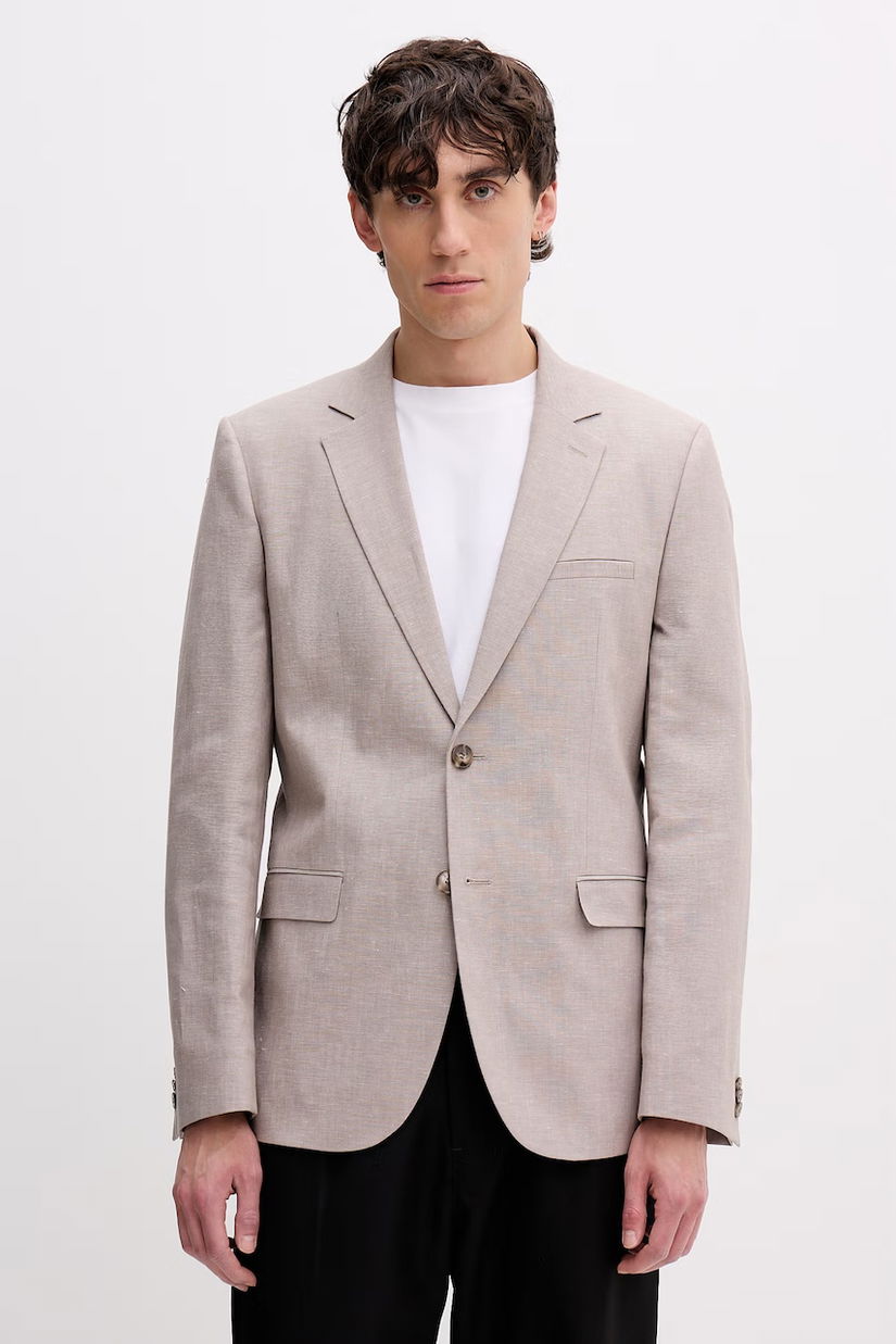 HUGO Sacou cu un singur rând de nasturi bărbătesc cu amestec de in Arti253X