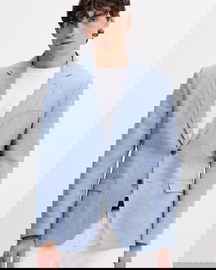 HUGO sacou cu un singur rând de nasturi bărbați cu amestec de in Arti253X