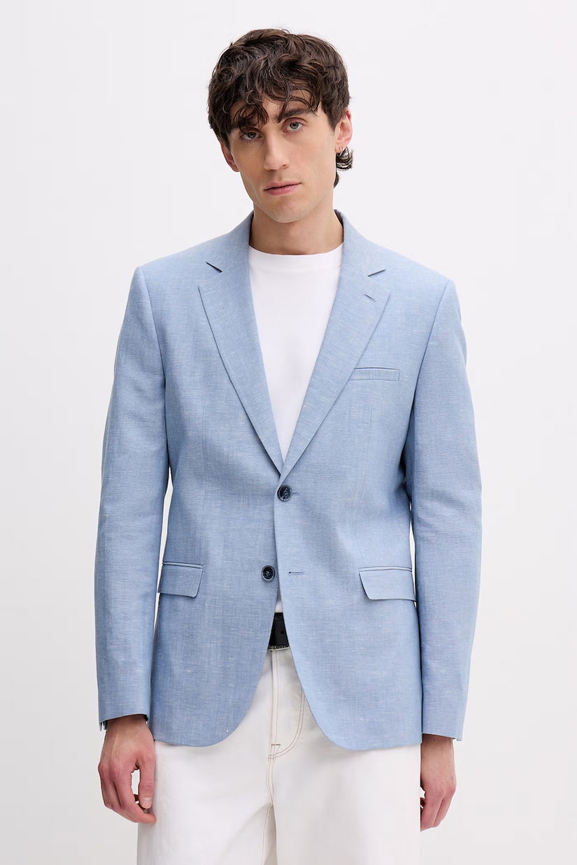 HUGO sacou cu un singur rând de nasturi bărbați cu amestec de in Arti253X