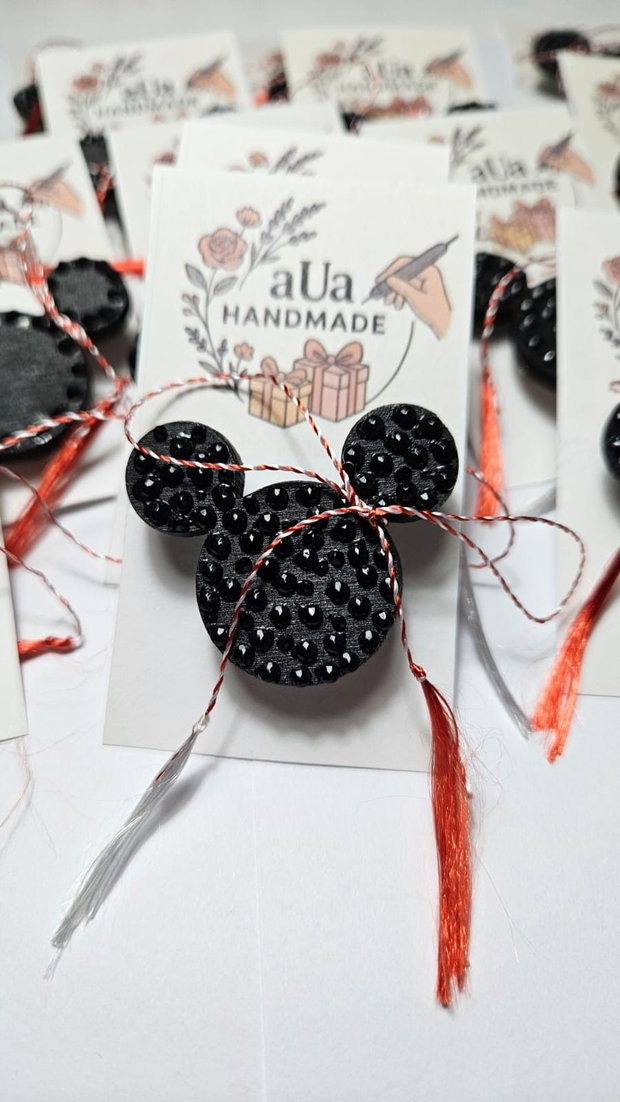 Mărțișor Broșă Mickey Mouse din Lemn Cadou Handmade pentru Fetițe