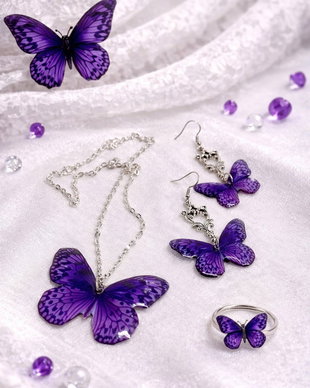 Set bijuterii cu fluturi  00356