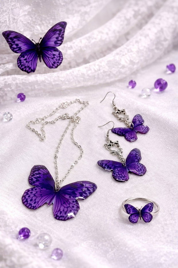Set bijuterii cu fluturi 00356