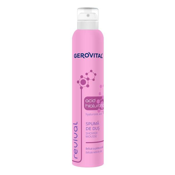 Spuma de Dus cu Acid Hialuronic pentru Pielea Uscata - Gerovital Revival Shower Mousse with Hyaluronic Acid, 200 ml