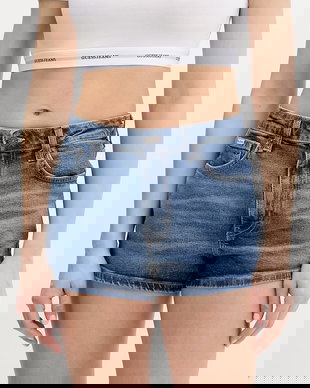 Guess Jeans pantaloni scurți pentru femei, din denim
