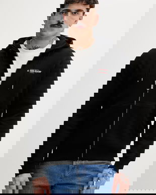 Guess Jeans hanorac cu fermoar și glugă pentru bărbați, din bumbac