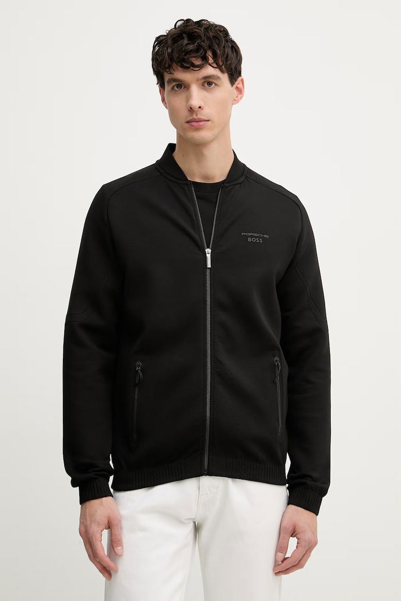 BOSS Green hanorac cu fermoar pentru bărbați BOSS X PORSCHE