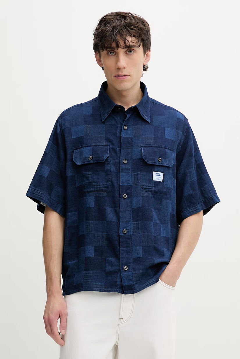 HUGO Blue cămașă pentru bărbați, din bumbac Ekyno