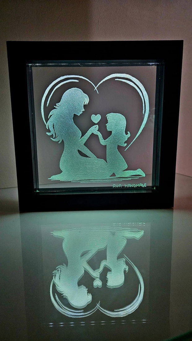 Lampă LED Personalizată - La Mulți Ani - MAMA de FETITA - Gravata Manual