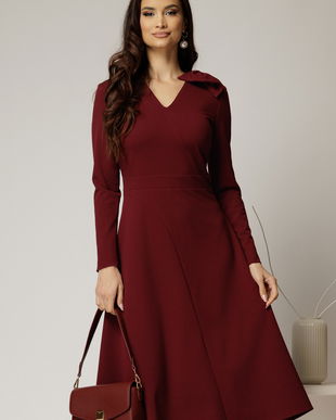 Rochie DY Fashion bordo midi cu funda pe umar