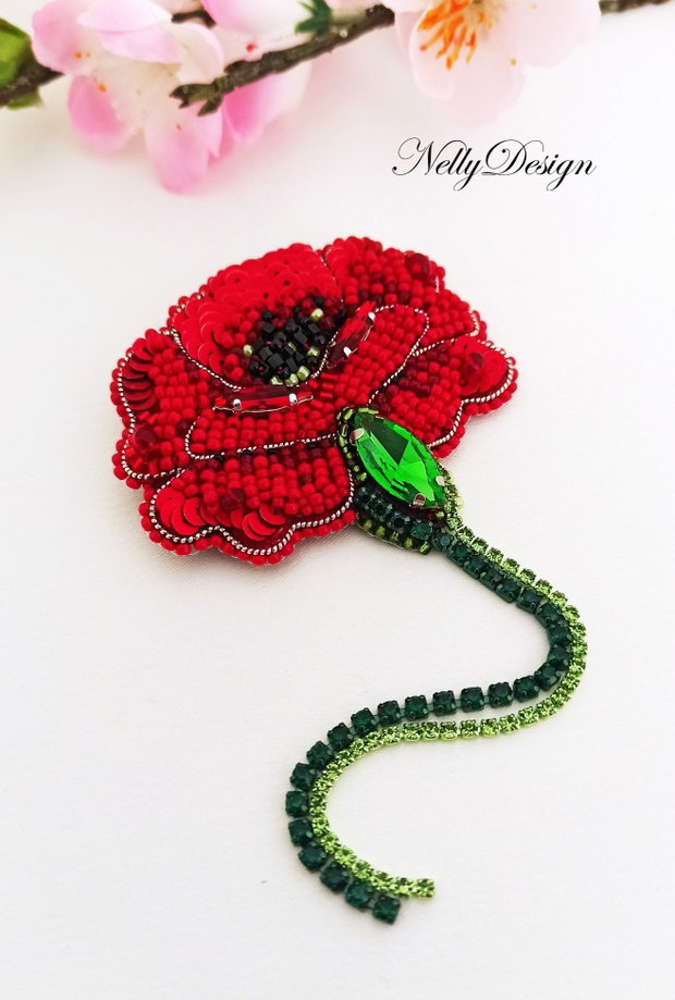 Mac - Brosa broderie manuala