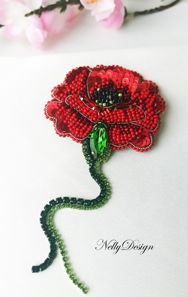 Mac - Brosa broderie manuala