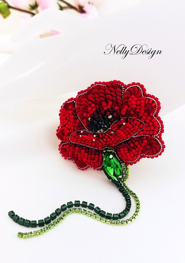 Mac - Brosa broderie manuala