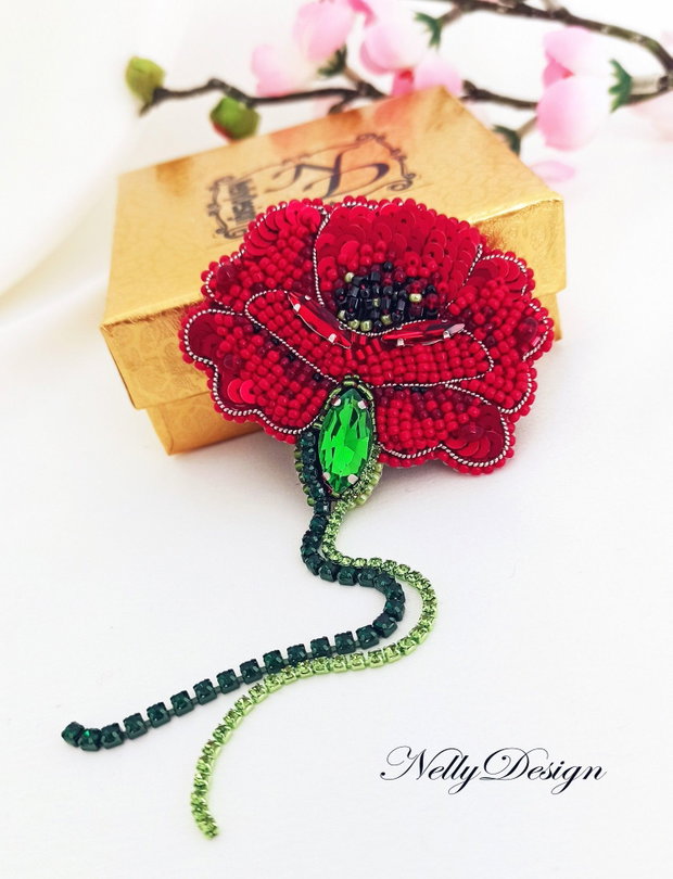 Mac - Brosa broderie manuala