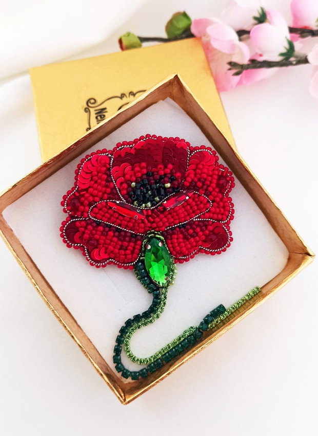 Mac - Brosa broderie manuala