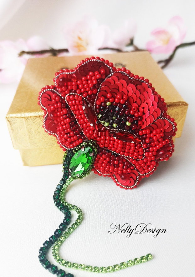 Mac - Brosa broderie manuala