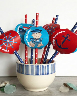 Set paie suc decorate cu marinar, personalizate cu nume