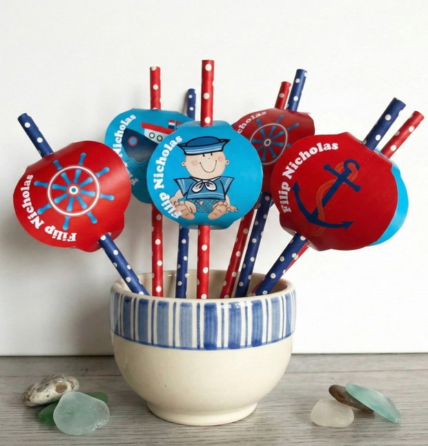 Set paie suc decorate cu marinar, personalizate cu nume