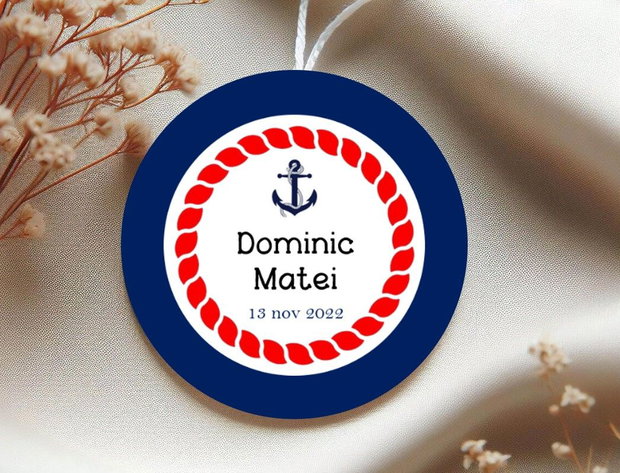 Etichete mărturii botez băieți -temă marină