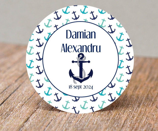 Etichete personalizate pentru botez băieți tematică marină
