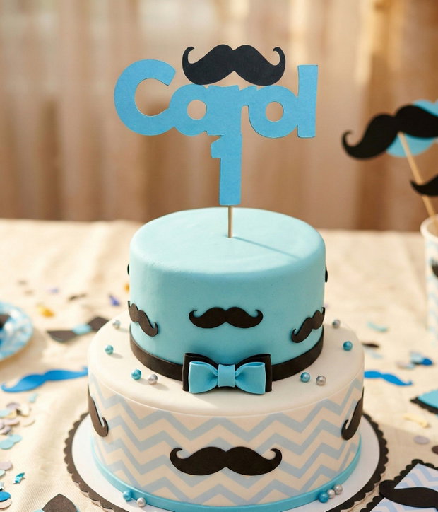 Topper tort Little man personalizat