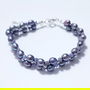 Bratara argint 925 cu tanzanit, perle de cultura si hematit