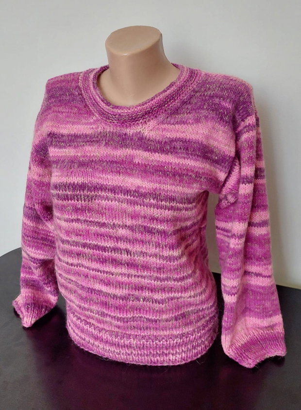 Bluza pulover amestec lână tricotat manual fin