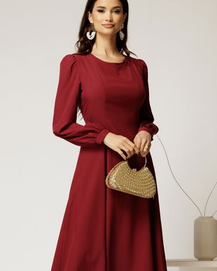 Rochie bordo eleganta de ocazie din voal in clini