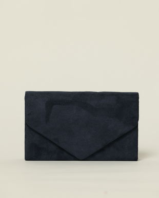 Clutch elegant bleumarin cu textura fina