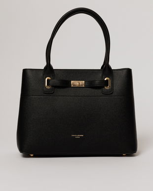 Geanta office neagra cu detalii aurii