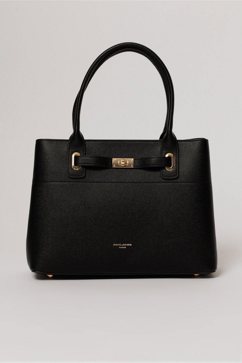 Geanta office neagra cu detalii aurii