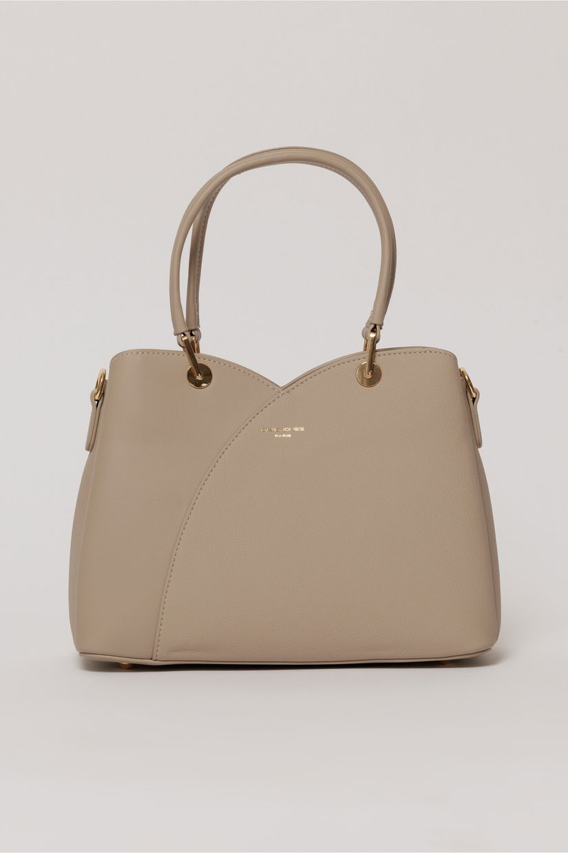 Geanta gri deschis din piele ecologica cu design tip lalea