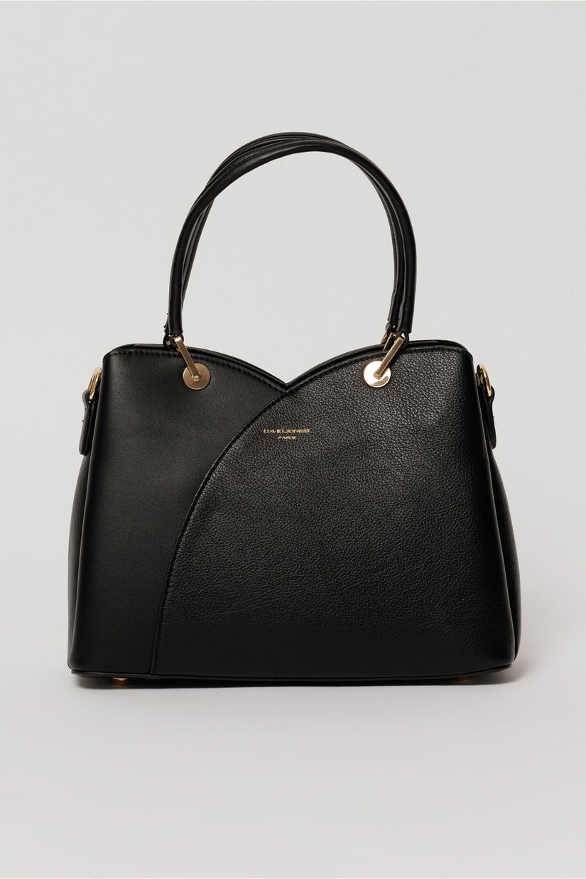 Geanta neagra din piele ecologica cu design tip lalea