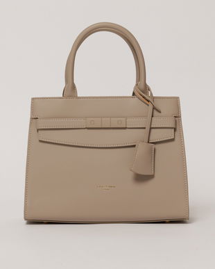 Geanta office gri inchis din piele ecologica cu aplicatie metalica