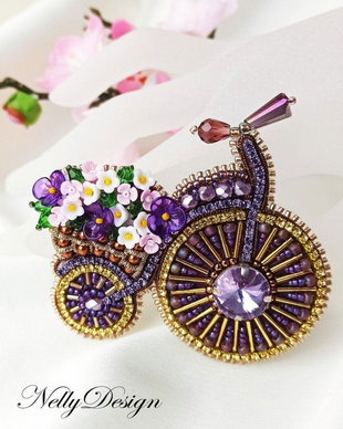 "Retro chic" - brosa broderie manuala