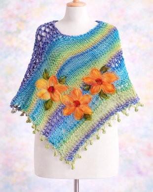 Poncho cu flori impaslite