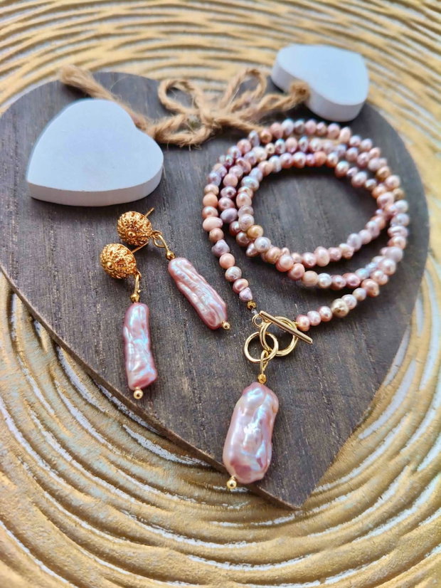 Set cadou perle de cultura sampanie & perle baroc