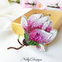 Magnolie - Brosa broderie manuala
