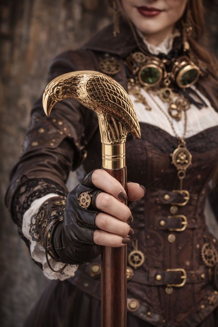 Baston englezesc din lemn mahoncu maner pasare