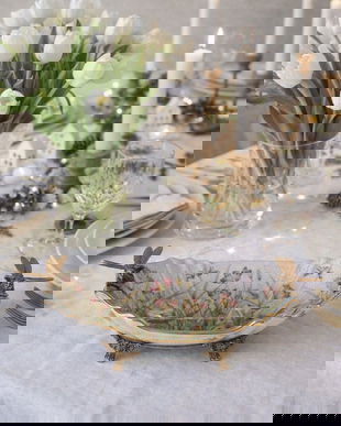 Fructiera cu libelule din portelan Craquelle