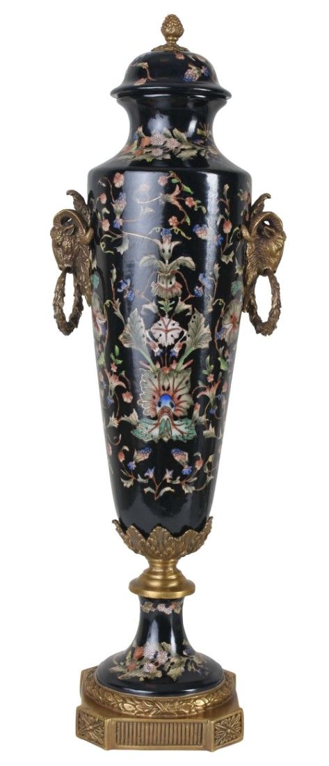 Amfora Craqulle din portelan cu capete de berbec