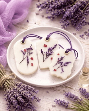 Set 3 Tablete Parfumate din Ceara de Soia pentru Dulap  Lavanda si Flori Uscate  Handmade