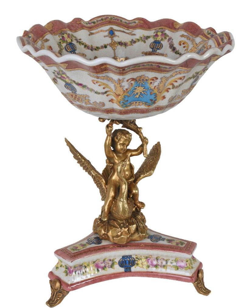 Fructiera cu ingeras din portelan Craquelle